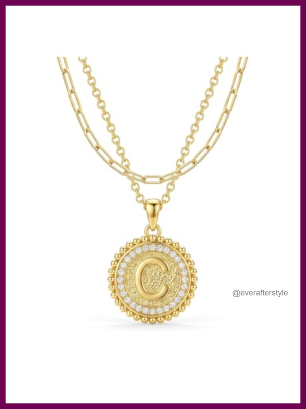 Layered Initial Necklace 14K Gold Paperclip Chain Adjustable Hypoallergenic